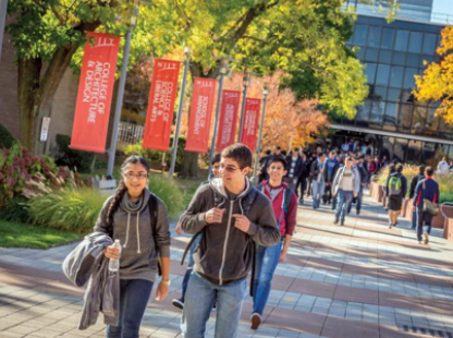 photo of students walking on campus