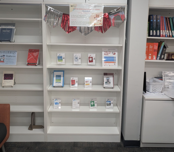 CEIE’s book shelf at the Van Houten Library