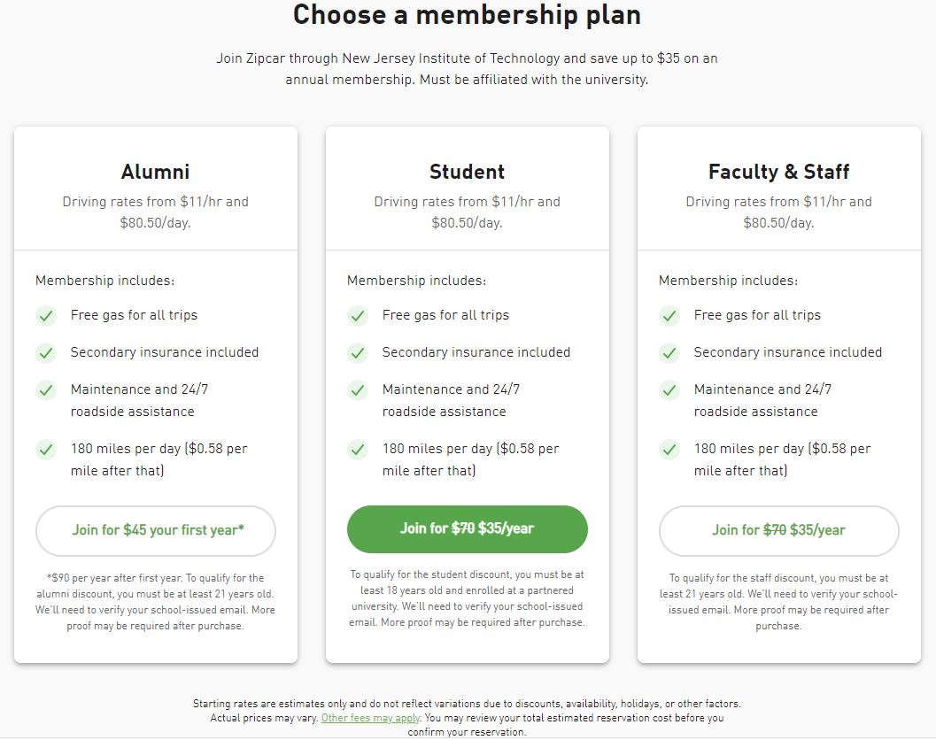 Zipcar Plans