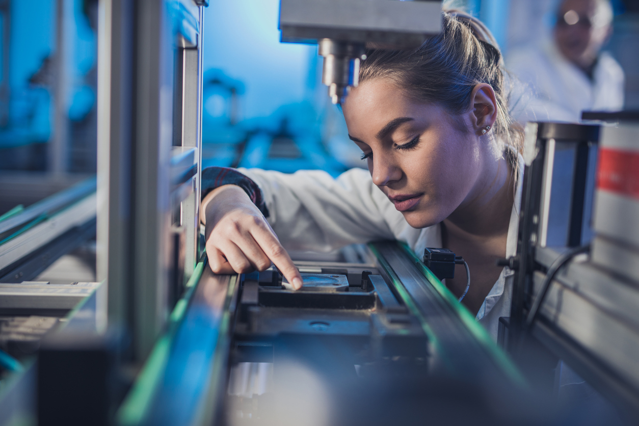 Female engineer working in a lab