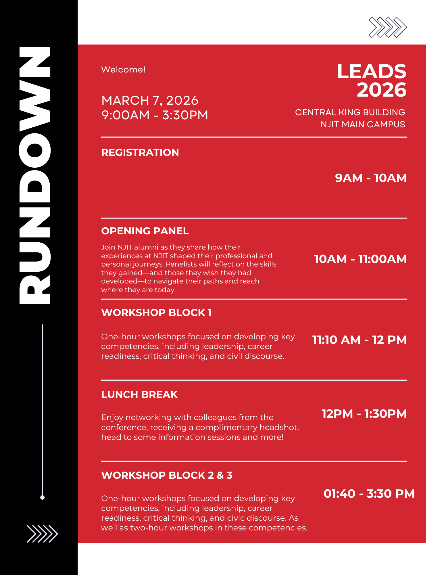 LEADS Conference Schedule Rundown