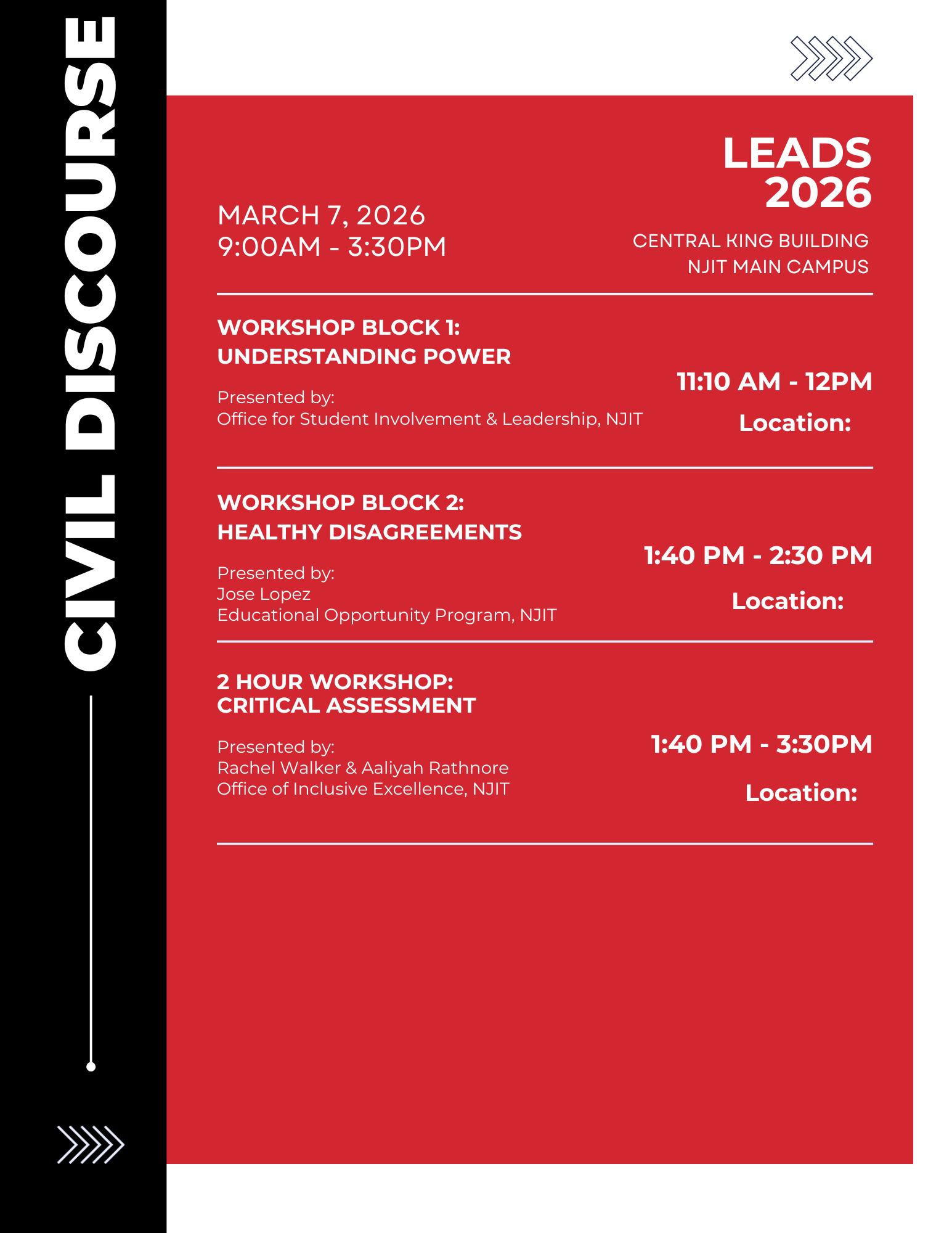 LEADS Conference Schedule for Civil Discourse Competencies 