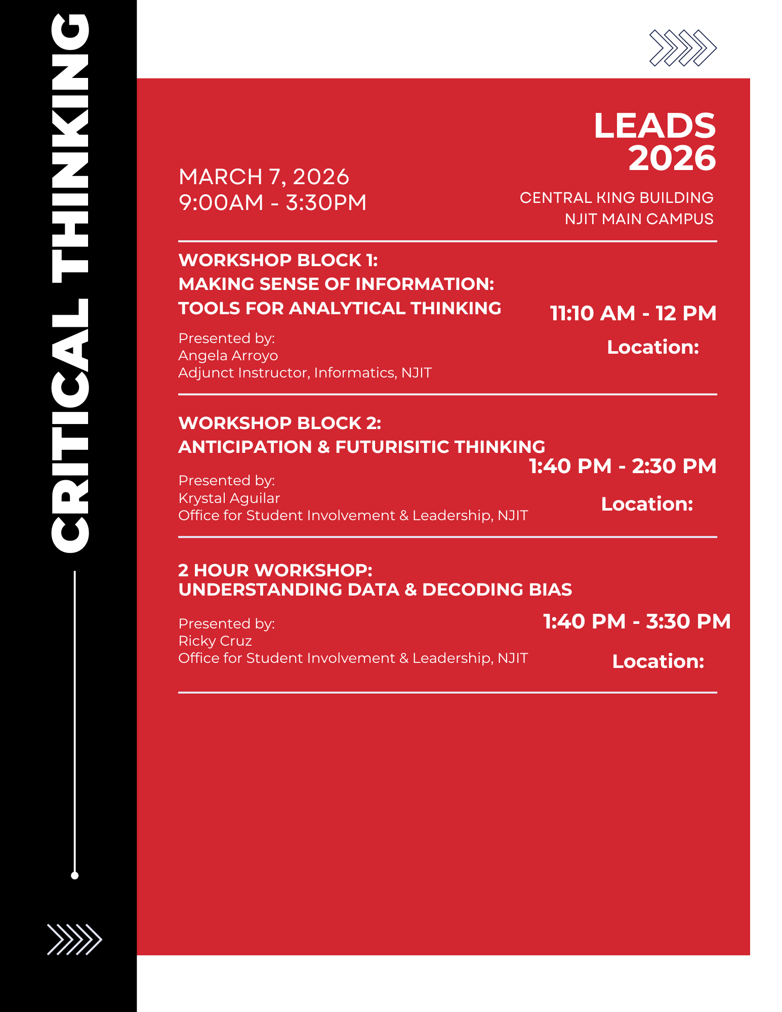 LEADS Conference Schedule for Critical Thinking Competency 