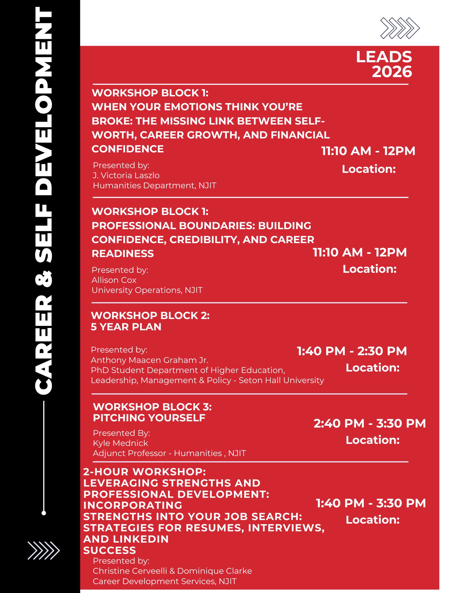 LEADS Conference Schedule for Career & Self-Development  Competency