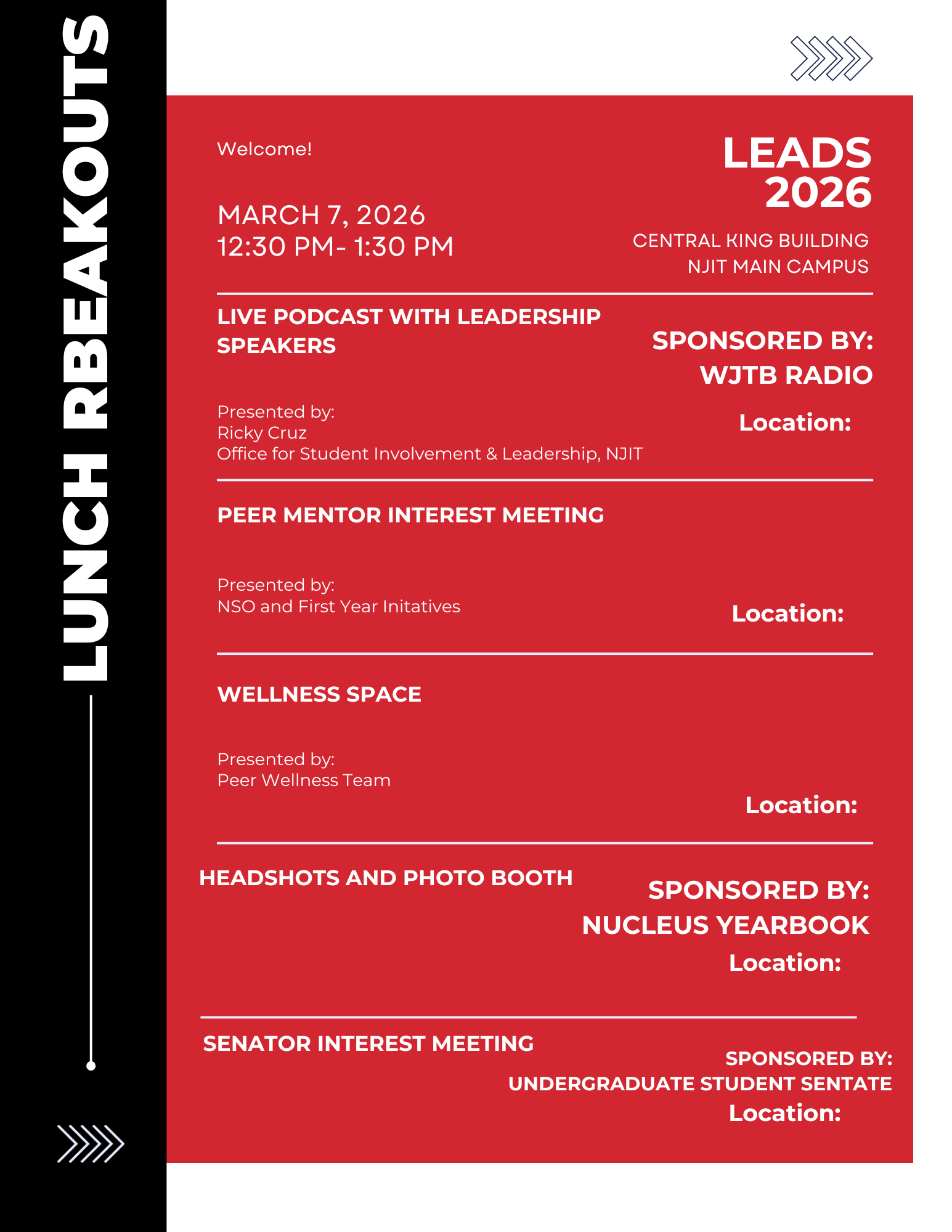 LEADS Conference Schedule for Lunch Breakout Sessions 