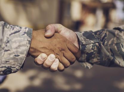 Photos of soldiers shaking hands